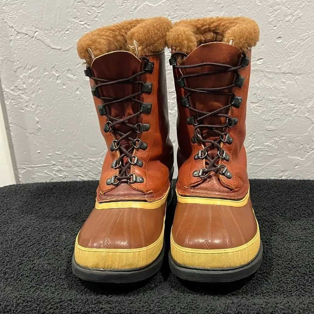 🔥🔥 Vintage SOREL KAUFMAN Polar Pac Boots Leather/Rubber/Wool Inserts Sz 6 - EU